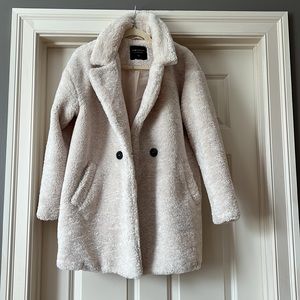 Cream faux fur coat